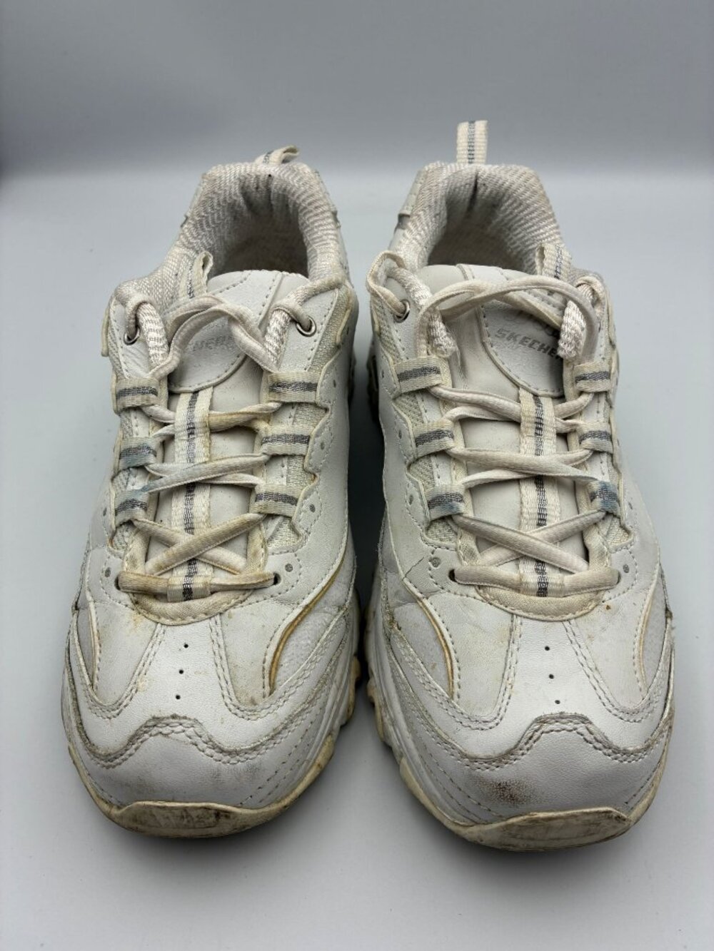 Skechers Women’s 11420EW DLites Wide Comfort Sneakers 9 W White Leather Lace Up - Picture 7 of 10